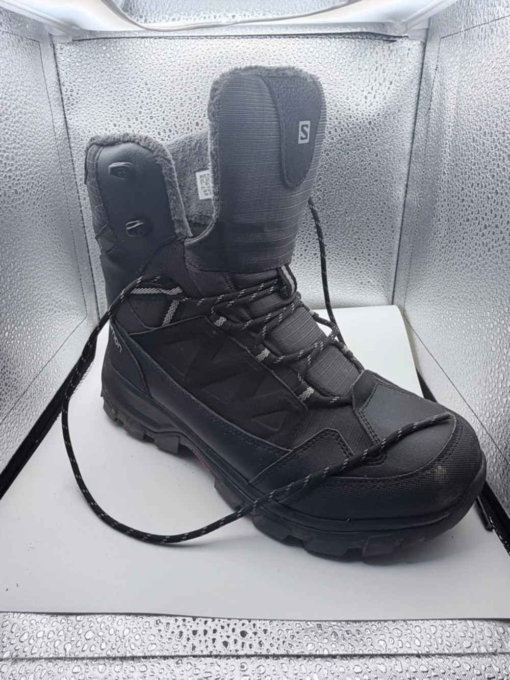 Salomon Black Lace-Up Winter Boot with Fleece Collar